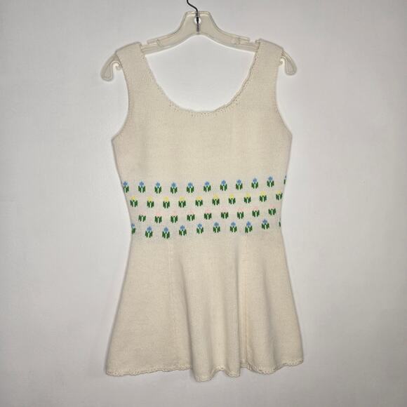 Vintage Tennisknit by Hampton Court Mini Knit Dress Floral 1970s Rare Women - Picture 9 of 11